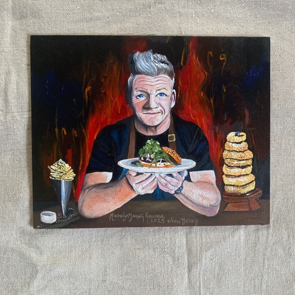 Chef Portrait Painting with Fiery Background